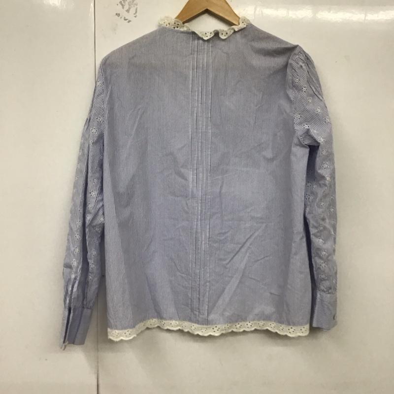 ザラウーマン ZARA WOMAN シャツ、ブラウス 長袖 長袖シャツ ノーカラーシャツ ストライプシャツ L ストライプ 白 / ホワイト / X 水色 / ライトブルー / レディース USED 古着 中古 10129761