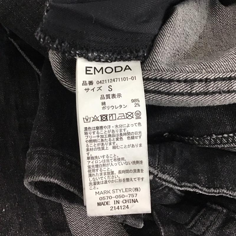 エモダ EMODA パンツ デニム、ジーンズ 042112471101-01 タックラインハイウエストジーンズ スリムパンツ S 無地 黒 / ブラック / レディース USED 古着 中古 10122409