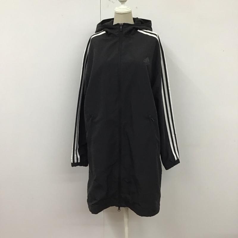アディダス adidas ジャケット、上着 ジャケット、ブレザー HM7062 ベンチコート 裏フリース S ロゴ、文字 黒 / ブラック / X 白 / ホワイト / レディース USED 古着 中古 10122487