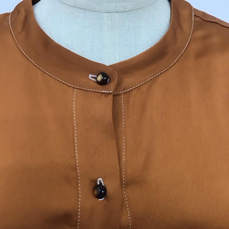 クロエ Chloe シャツ、ブラウス 長袖 長袖シャツ ノーカラーシャツ カジュアルシャツ 36 無地 茶 / ブラウン / レディース USED 古着 中古 10109012