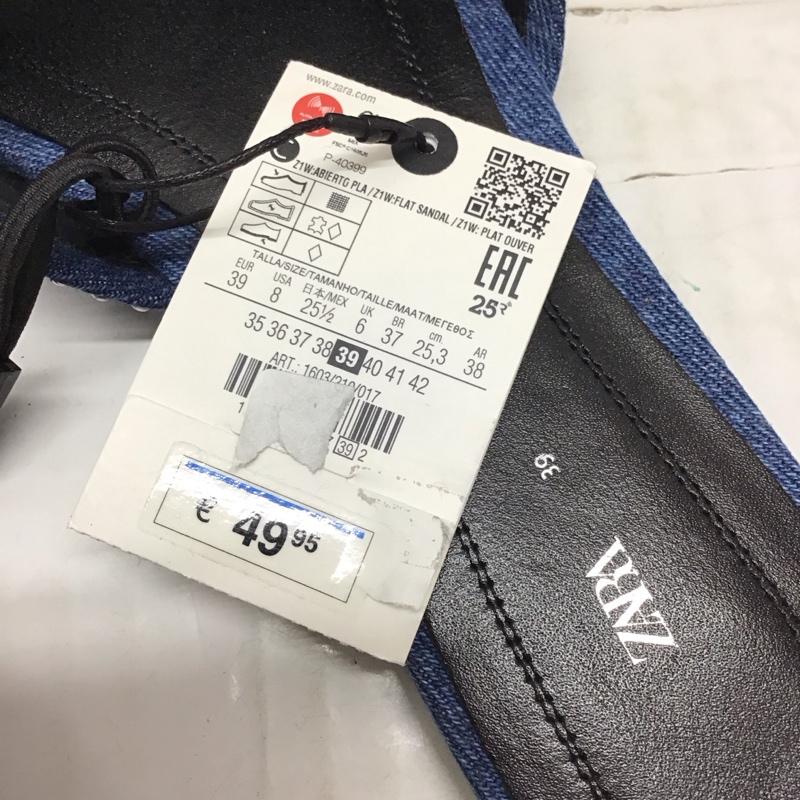 ザラ ZARA サンダル サンダル 1603 210 017 デニム タグ付き スタッズ 39 青 / ブルー / レディース USED 古着 中古 10115669