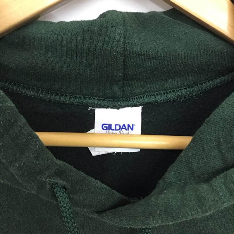 ギルダン GILDAN パーカー 長袖 長袖パーカー プルオーバーパーカー スウェット L ロゴ、文字 緑 / グリーン / メンズ USED 古着 中古 10137629
