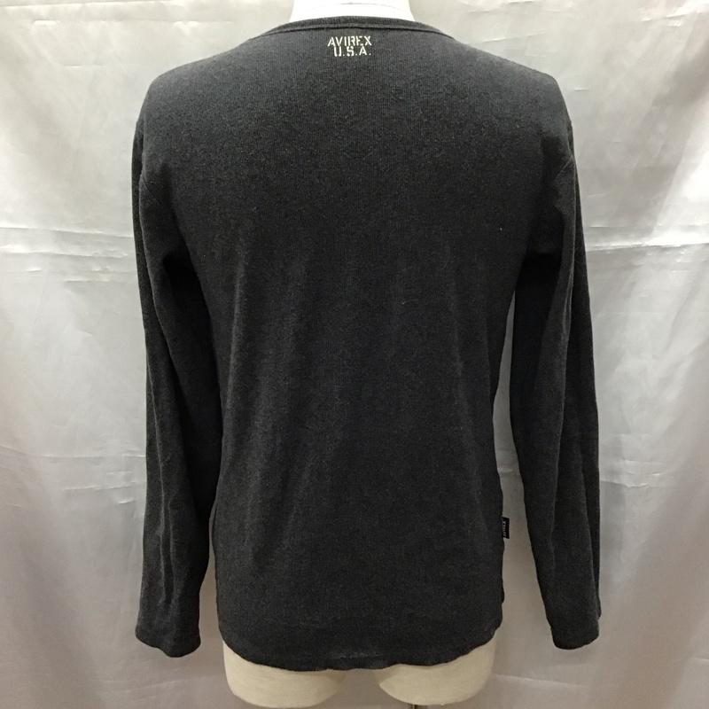 アヴィレックス AVIREX U.S.A. カットソー 長袖 長袖カットソー クルーネックカットソー ロングスリーブカットソー L 無地 灰 / グレー / メンズ USED 古着 中古 10113680