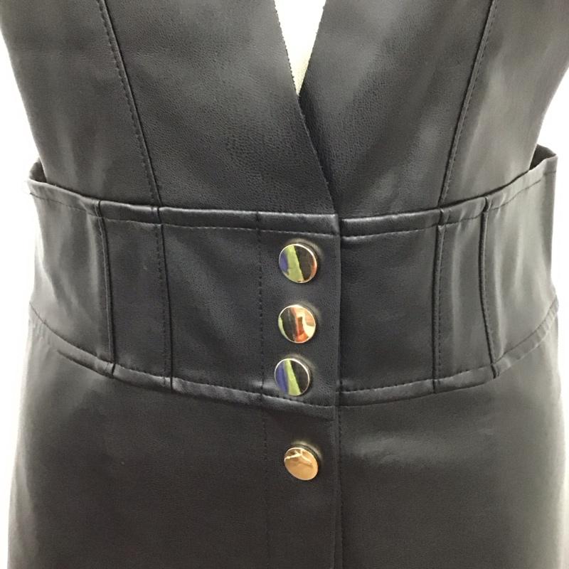 ザラ ZARA サロペット・オーバーオール サロペット、オーバーオール フェイクレザーサロペット ノースリーブカットソー オールインワン XS 無地 黒 / ブラック / レディース USED 古着 中古 10111164