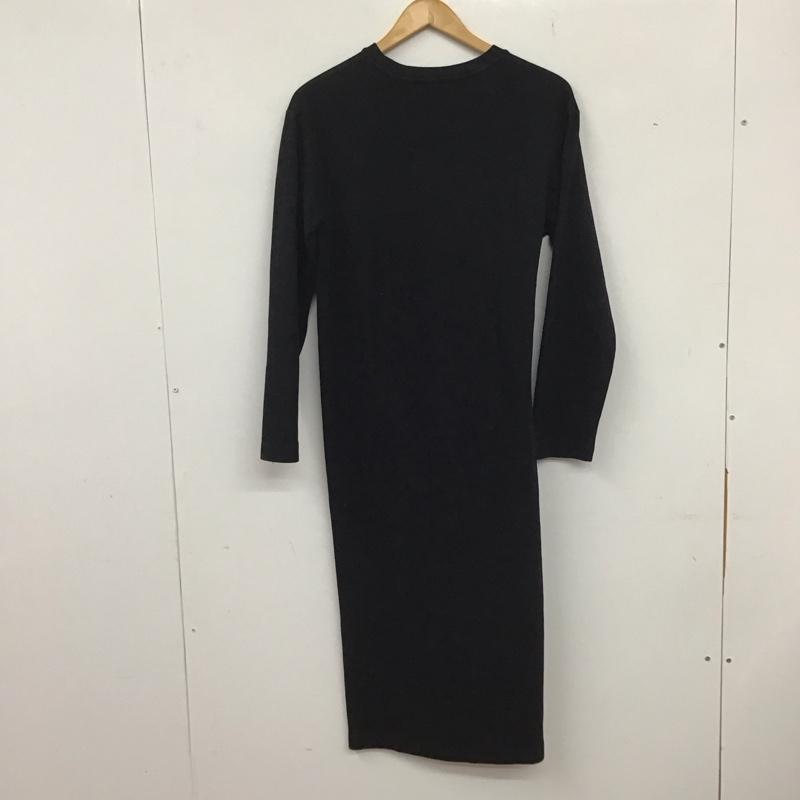 ザラ ZARA ワンピース ロングスカート 長袖ロングワンピース クルーネック フレアワンピース S 無地 黒 / ブラック / レディース USED 古着 中古 10136023