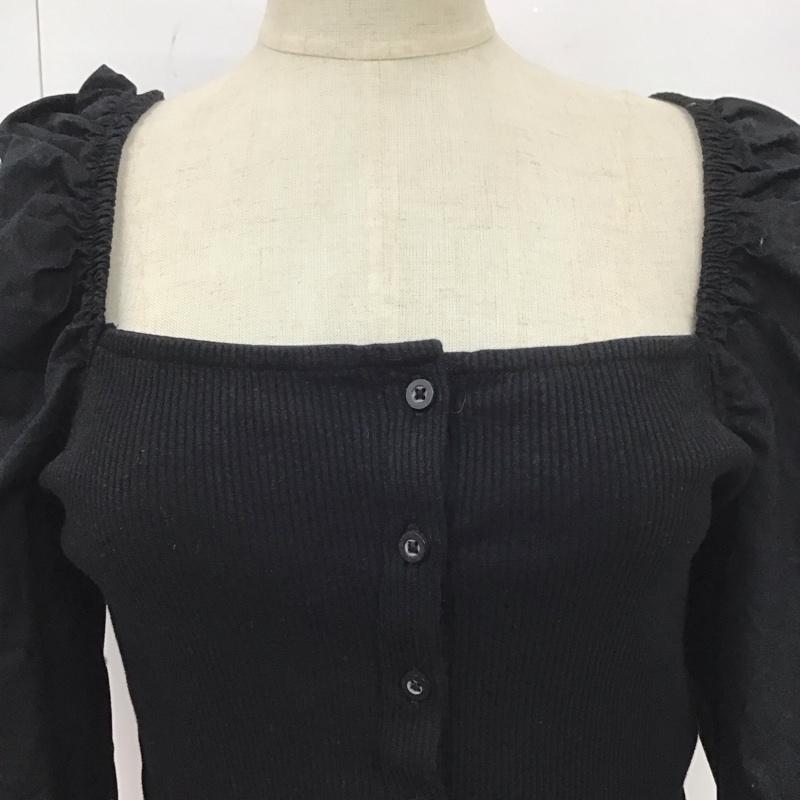 ザラ ZARA カットソー 長袖 長袖カットソー スクエアネック 前開きカットソー L 無地 黒 / ブラック /  レディース USED 古着 中古 10113261