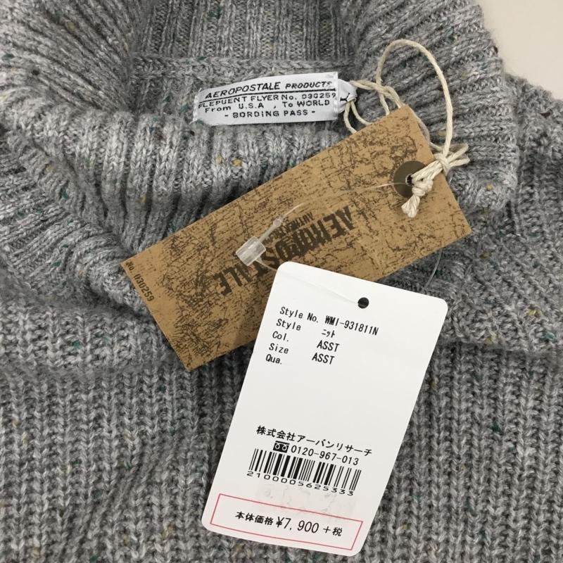 エアロポステール AEROPOSTALE ニット、セーター 長袖 長袖ニットカットソー ニット セーター クルーネックニット L 無地 灰 / グレー / メンズ USED 古着 中古 10113549