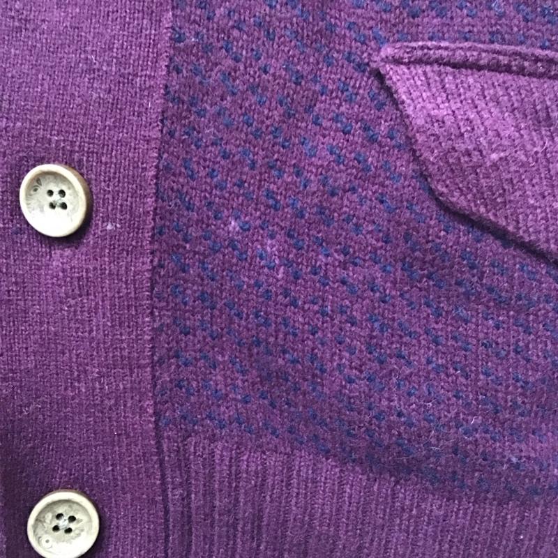エディーバウアー Eddie Bauer カーディガン 長袖 長袖カーディガン 長袖カットソー ノーカラージャケット 前開カーディガン M 総柄 えんじ / ワインレッド / メンズ USED 古着 中古 10113239