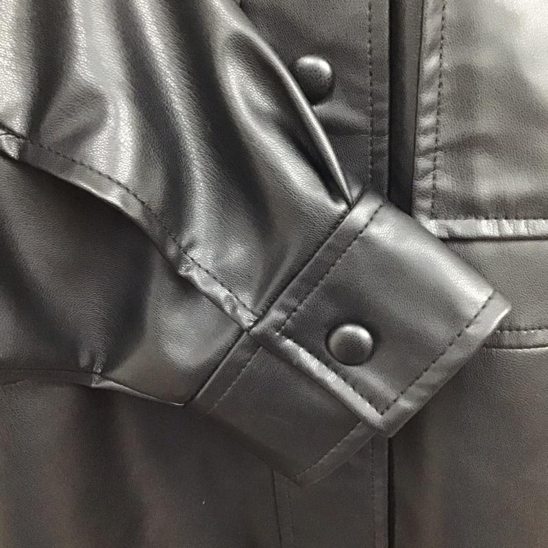 ザラ ZARA ジャケット、上着 ジャケット、ブレザー 3427 790 800 フェイクレザー シャツジャケット XS 無地 黒 / ブラック / レディース USED 古着 中古 10118454
