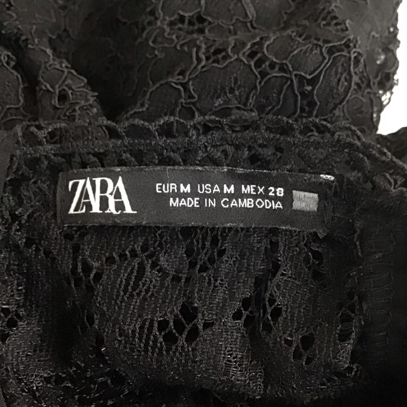 ザラ ZARA カットソー 長袖 M レース柄 黒 / ブラック /  レディース USED 古着 中古 10113481