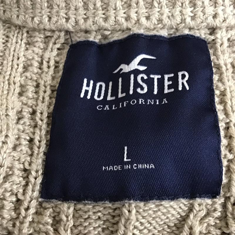 ホリスター Hollister ニット、セーター 長袖 長袖ニットカットソー ニット セーター クルーネックニット L ロゴ、文字 ベージュ / ベージュ / メンズ USED 古着 中古 10119032