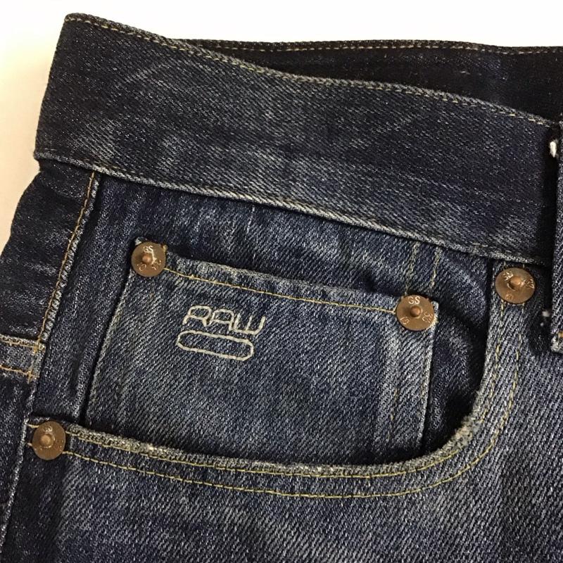 ジースターロゥ G-STAR RAW パンツ デニム、ジーンズ デニムパンツ スリムパンツ カジュアルパンツ ストレッチパンツ 31インチ ロゴ、文字 インディゴ / インディゴ / メンズ USED 古着 中古 10131305