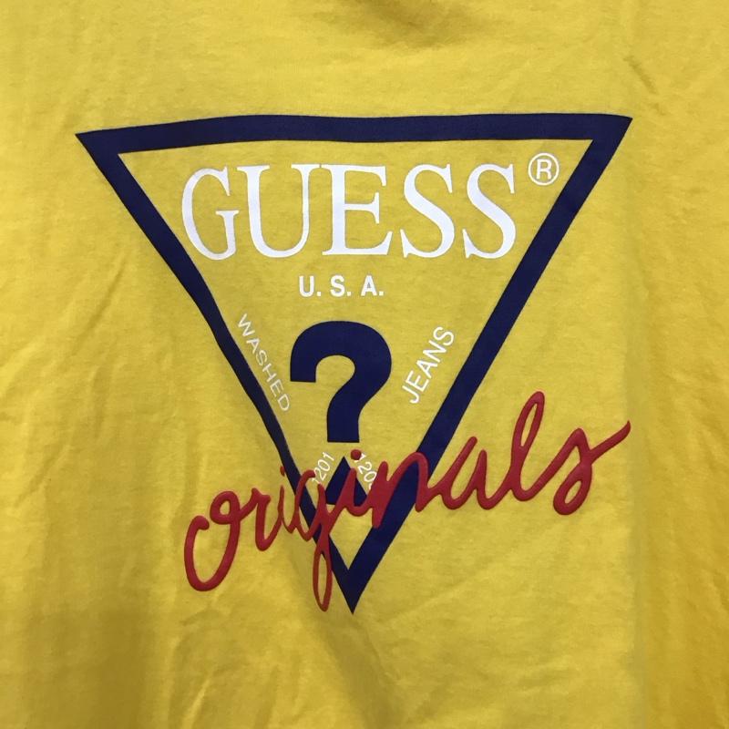 ゲス Guess Tシャツ 半袖 半袖カットソー プリントTシャツ クルーネックカットソー M ロゴ、文字 黄 / イエロー / メンズ USED 古着 中古 10136671