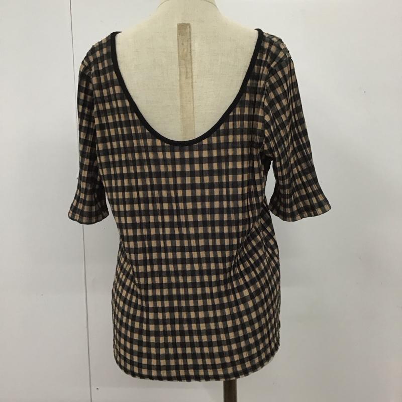 マウジー MOUSSY カットソー 半袖 010DA580-605 ギンガムチェック プリーツ加工 FREE チェック 黒 / ブラック / X ベージュ / ベージュ /  レディース USED 古着 中古 10107934