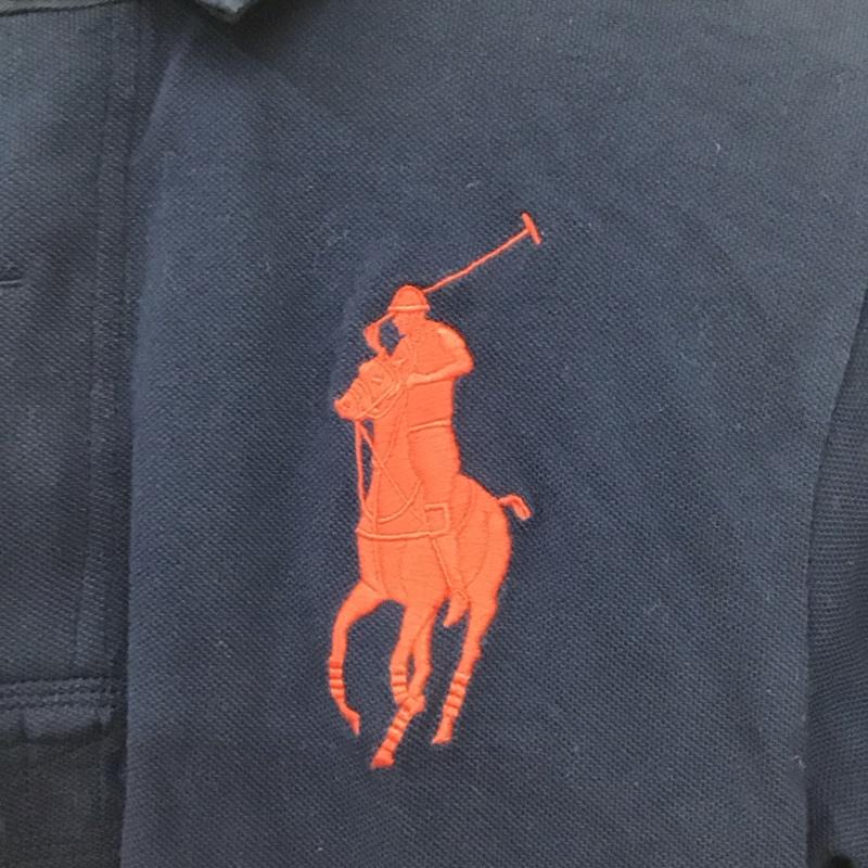 ポロバイラルフローレン Polo by RALPH LAUREN ポロシャツ 半袖 半袖ポロシャツ 半袖カットソー カラーシャツ L ロゴ、文字 紺 / ネイビー / メンズ USED 古着 中古 10132670