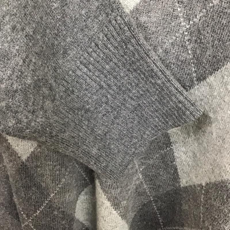 バーバリーブラックレーベル BURBERRY BLACK LABEL ニット、セーター 長袖 長袖ニットカットソー Vネック セーター 3 チェック 灰 / グレー / メンズ USED 古着 中古 10130842