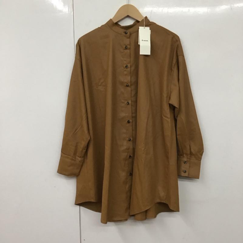 フラーネ Frene シャツ、ブラウス 長袖 FREE 無地 茶 / ブラウン / レディース USED 古着 中古 10130263