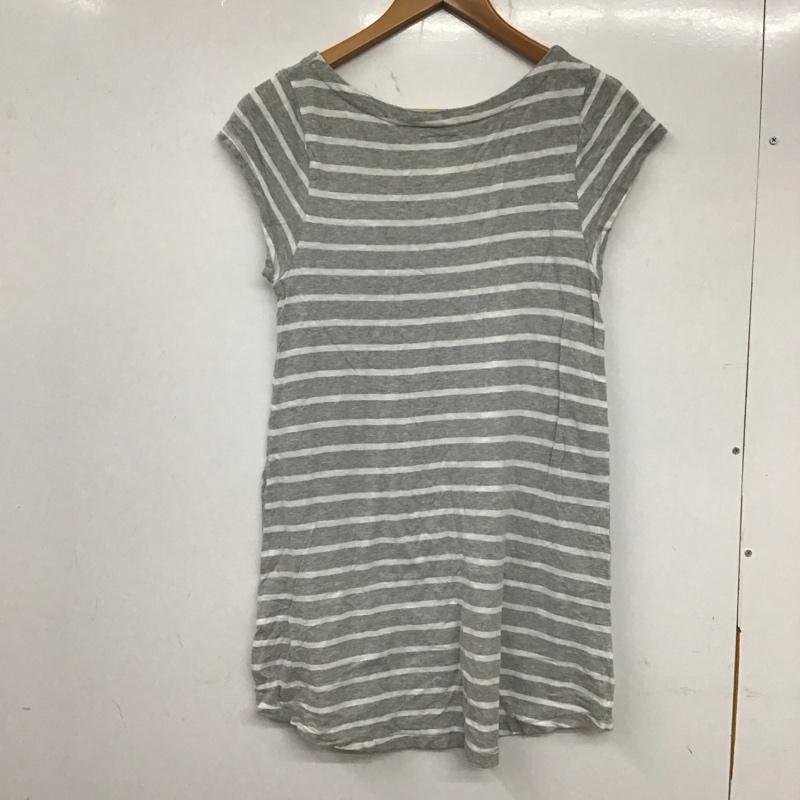 ザラ ZARA ワンピース ミニスカート コットン フレンチスリーブ M ボーダー柄 白 / ホワイト / X 灰 / グレー /  レディース USED 古着 中古 10133721