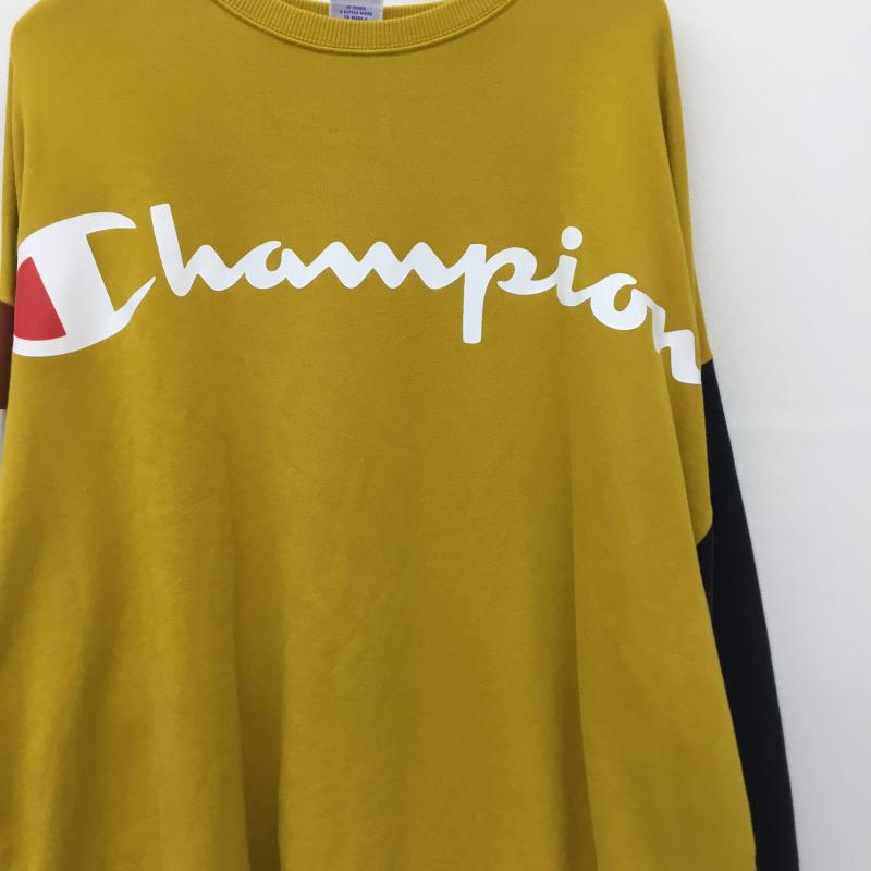 チャンピオン Champion トレーナー 長袖 FREE ロゴ、文字 黄 / イエロー / X 茶 / ブラウン / X 紺 / ネイビー / メンズ USED 古着 中古 10134382