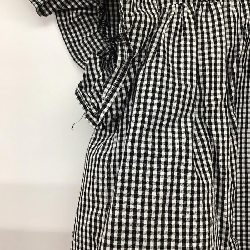 ザラ ZARA カットソー 半袖 半袖カットソー チェックシャツ クルーネックシャツ M チェック 白 / ホワイト / X 黒 / ブラック / レディース USED 古着 中古 10132109