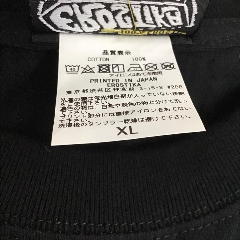 エロスティカ EROSTiKA Tシャツ 半袖 半袖カットソー プリントTシャツ クルーネックカットソー XL プリント 黒 / ブラック / メンズ USED 古着 中古 10130100