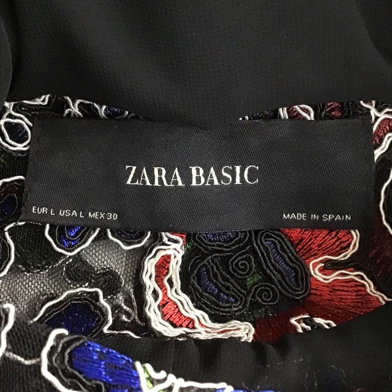 ザラベーシック ZARA BASIC ジャケット、上着 ジャケット、ブレザー 長袖刺繍ジャケット ノーカラージャケット 総柄 前開ジャケット L 総柄 X 花柄 黒 / ブラック / レディース USED 古着 中古 10105913