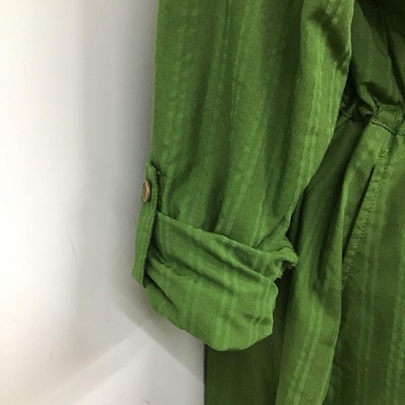 マーモット Marmot ワンピース ロングスカート TOWNJB80YY WSSEERSUCKERSHIRT アウトドアシャツ 四角友里コラボレーション シャツワンピース M ストライプ 緑 / グリーン / レディース USED 古着 中古 10109227