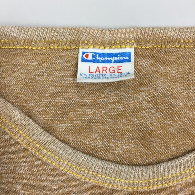 チャンピオン Champion Tシャツ 半袖 ラグランスリーブ L ロゴ、文字 橙 / オレンジ / メンズ USED 古着 中古 10111365