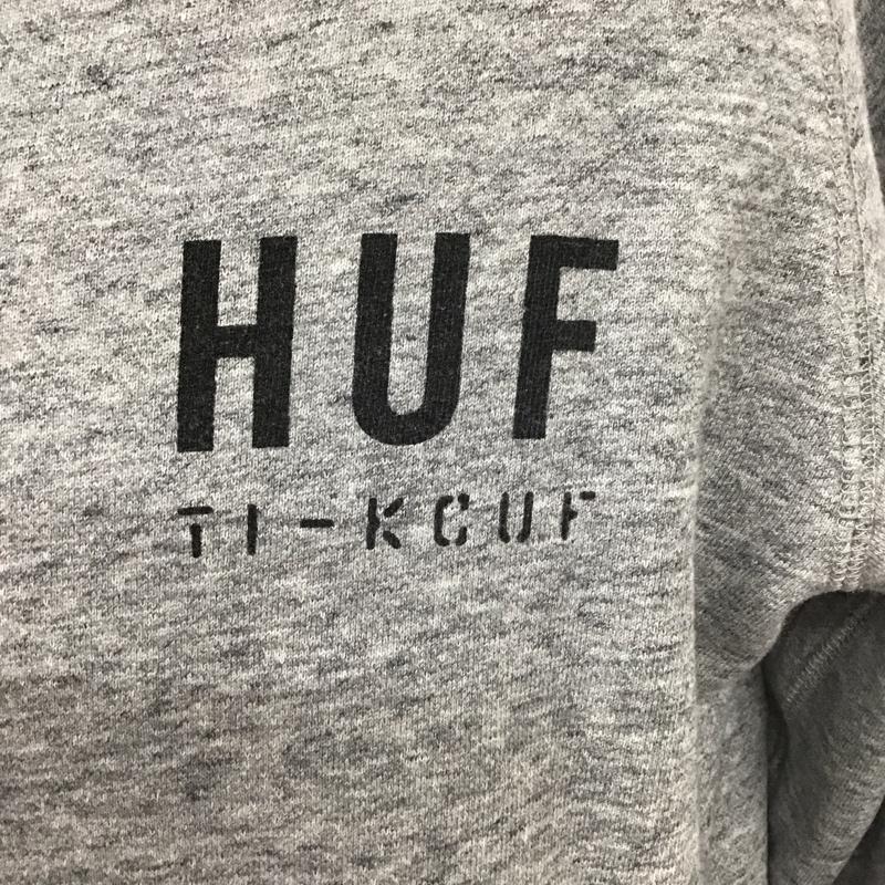 ハフ HUF トレーナー 長袖 長袖スウェット 長袖トレーナー リブカットソー 長袖カットソー プリントトレーナー S ロゴ、文字 灰 / グレー / メンズ USED 古着 中古 10110934