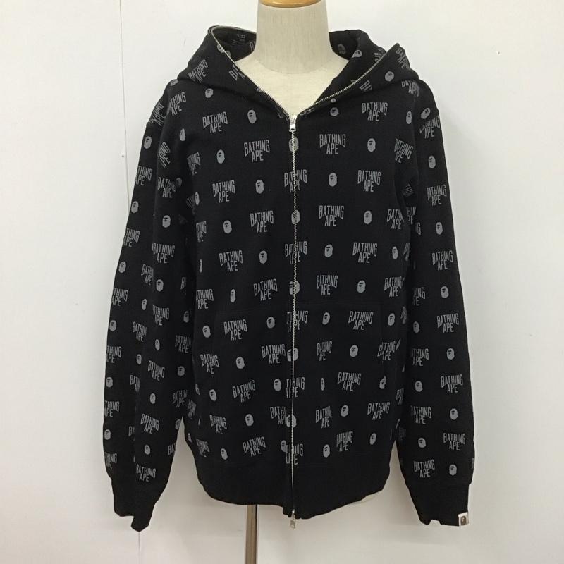 ア ベイシング エイプ A BATHING APE×PORTER パーカー 長袖 ジップアップパーカー 長袖パーカー フード付きパーカー XXL 総柄 X ロゴ、文字 黒 / ブラック / メンズ USED 古着 中古 10107437