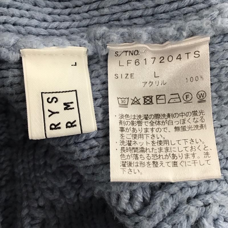 ローリーズファーム LOWRYS FARM ニット、セーター 長袖 長袖ニットカットソー ニット セーター Vネックニット L 総柄 青 / ブルー / レディース USED 古着 中古 10123785