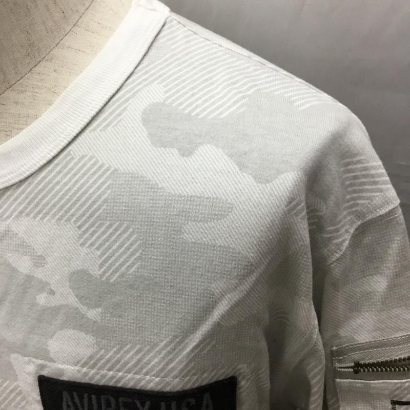 アヴィレックス AVIREX Tシャツ 半袖 半袖カットソー プリントTシャツ クルーネックカットソー XL ロゴ、文字 灰 / グレー /  メンズ USED 古着 中古 10108977