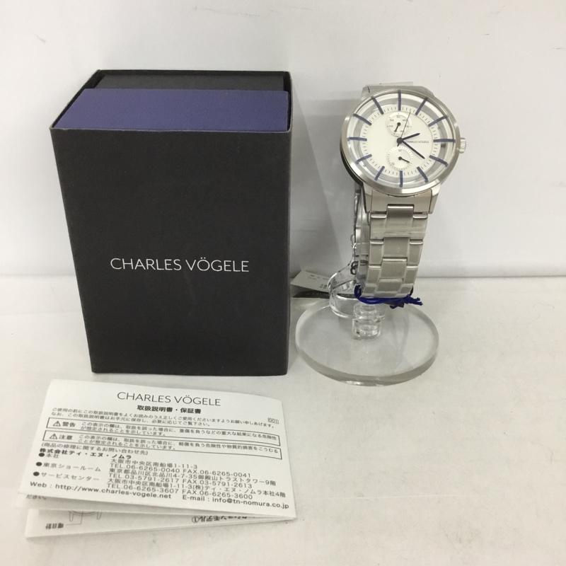 シャルルホーゲル CHARLESVOGELE 腕時計 アナログ(クォーツ式) V0722 箱有 ロゴ、文字 銀 / シルバー / メンズ USED 古着 中古 10127303