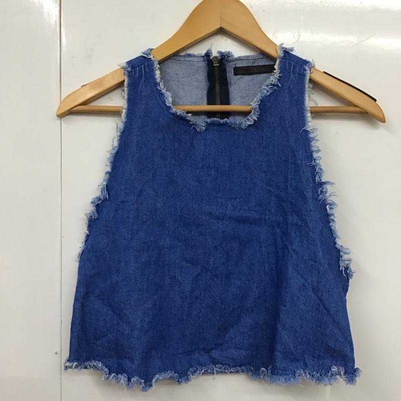 ザラ ZARA ベスト ベスト デニム プルオーバー S 無地 青 / ブルー / レディース USED 古着 中古 10119593