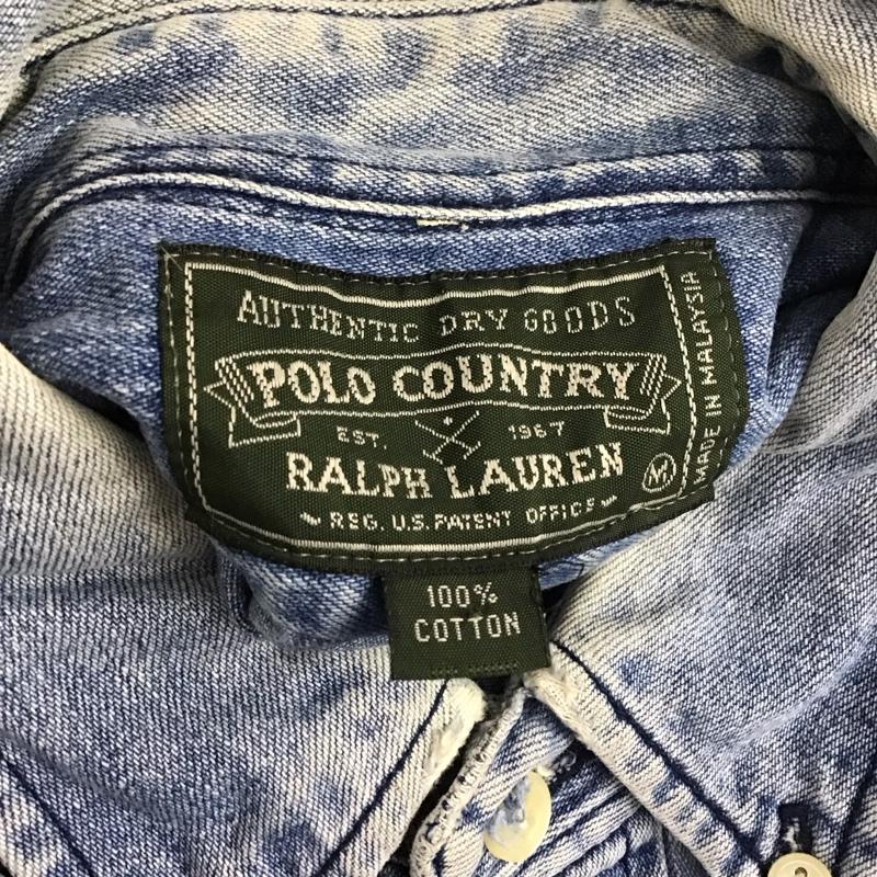 ラルフローレン RALPHLAUREN シャツ、ブラウス 長袖 長袖シャツ カラーシャツ デニムシャツ カジュアルシャツ M ロゴ、文字 インディゴ / インディゴ / メンズ USED 古着 中古 10108498
