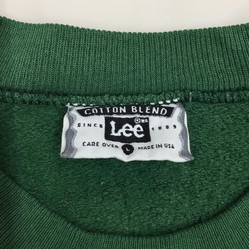 リー Lee トレーナー 長袖 長袖トレーナー スウェット クルーネック リブスウェットカットソー L ロゴ、文字 緑 / グリーン /  メンズ USED 古着 中古 10118670