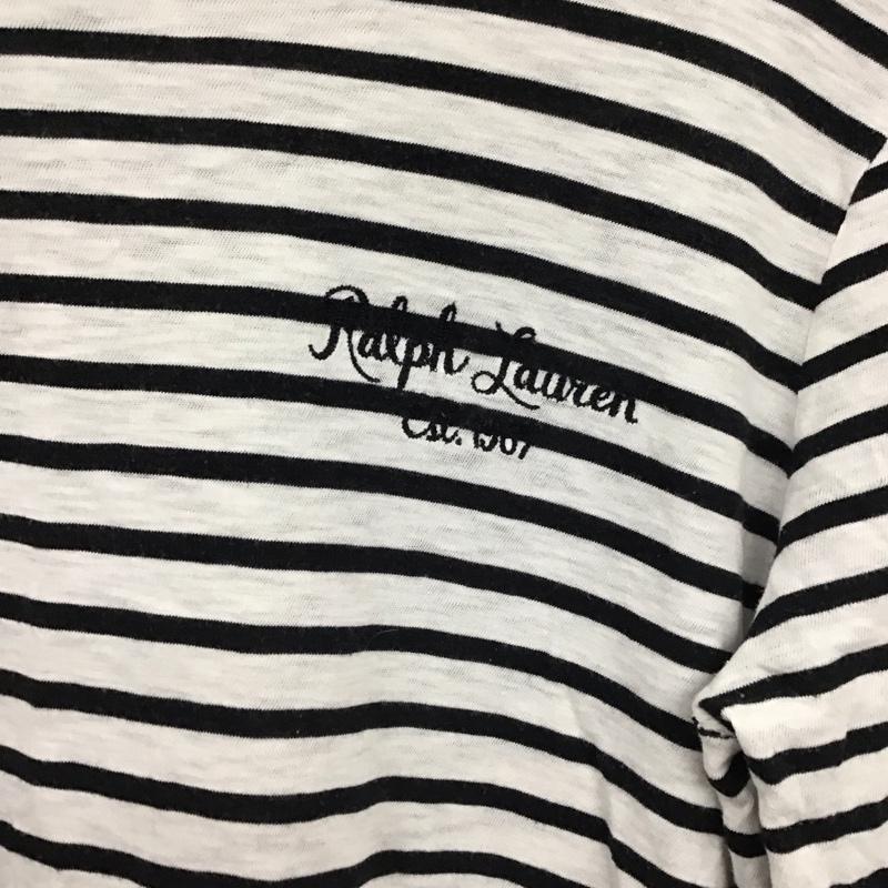 ポロラルフローレン POLO RALPH LAUREN Tシャツ 長袖 M ボーダー柄 X ロゴ、文字 白 / ホワイト / X 黒 / ブラック / レディース USED 古着 中古 10131083