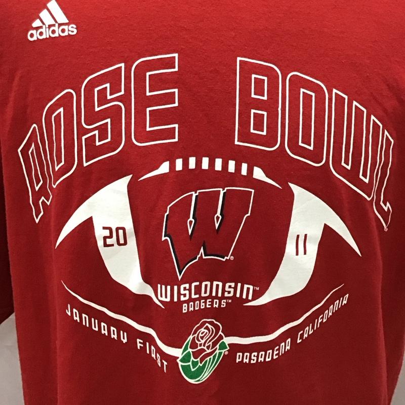 アディダス adidas Tシャツ 半袖 半袖カットソー プリントTシャツ クルーネックカットソー スポーツウェア XL プリント 赤 / レッド / メンズ USED 古着 中古 10116938