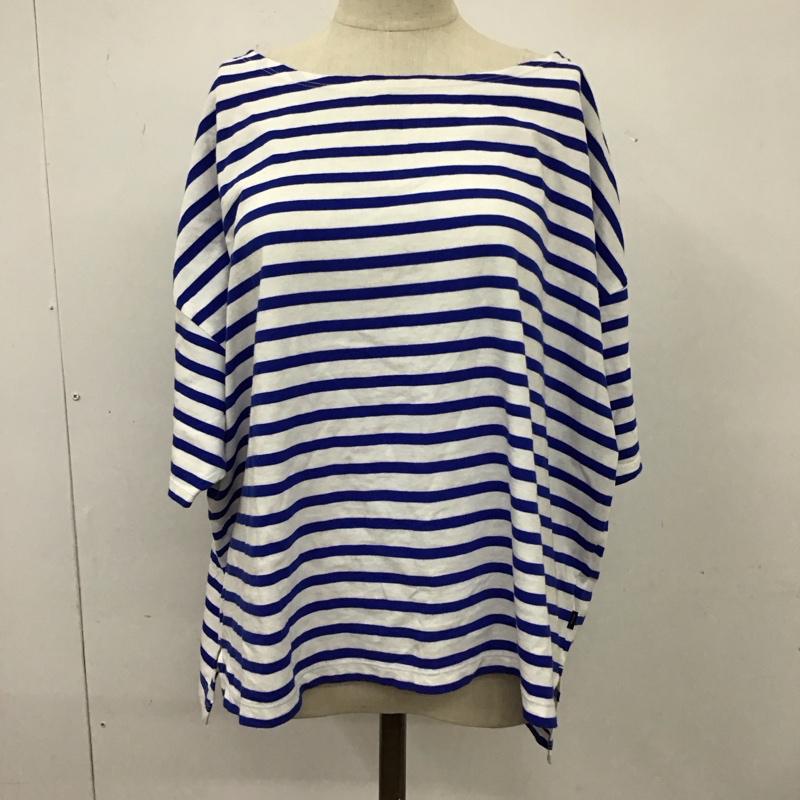 ニコアンド niko and... カットソー 半袖 半袖カットソー プリントTシャツ クルーネックカットソー L ボーダー柄 白 / ホワイト / X 青 / ブルー / レディース USED 古着 中古 10114332