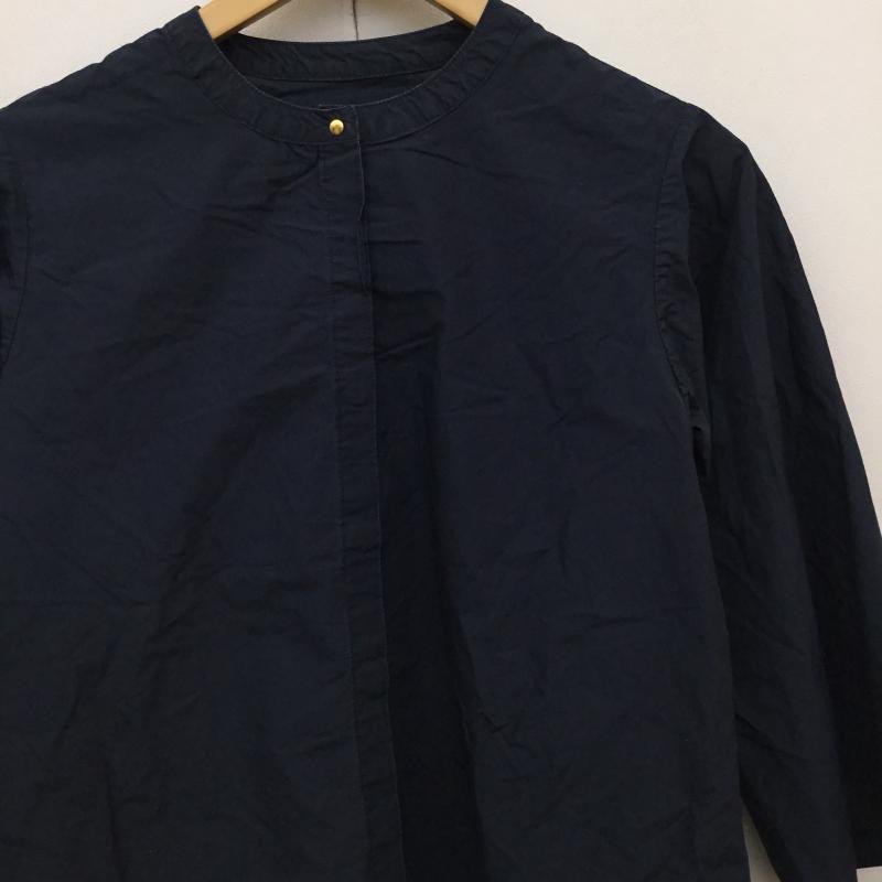 オキラク OKIRAKU シャツ、ブラウス 七分袖 FREE 無地 紺 / ネイビー / レディース USED 古着 中古 10139193