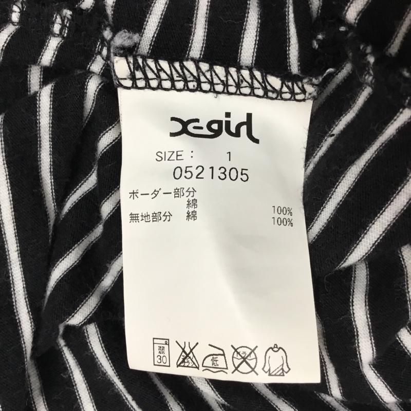 エックスガール X-girl Tシャツ 半袖 半袖カットソー プリントTシャツ クルーネックカットソー 1 ボーダー柄 白 / ホワイト / X 黒 / ブラック / レディース USED 古着 中古 10118065