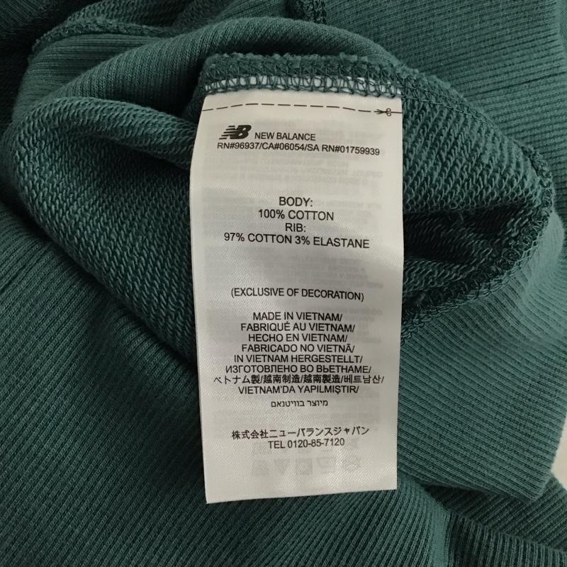 ニューバランス New Balance トレーナー 長袖 mt41547 長袖トレーナー スウェット クルーネック プルオーバー S ロゴ、文字 緑 / グリーン / メンズ USED 古着 中古 10131247