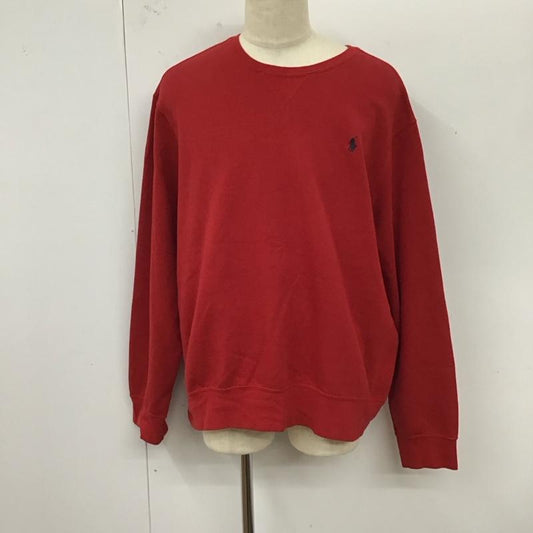 ポロラルフローレン POLO RALPH LAUREN トレーナー 長袖 長袖トレーナー スウェット クルーネック リブスウェットカットソー XXL ロゴ、文字 赤 / レッド /  メンズ USED 古着 中古 10120629