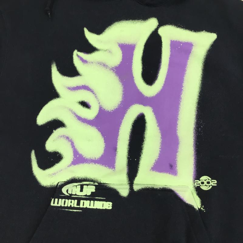 ハフ HUF パーカー 長袖 HEAT WAVE HOODIE PF00648 M プリント 紺 / ネイビー / X 薄緑 / ライトグリーン / X 紫 / パープル / メンズ USED 古着 中古 10136979