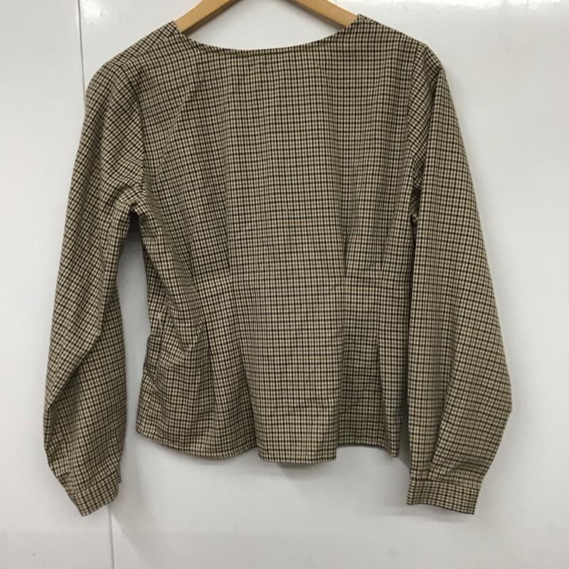 インデックス index シャツ、ブラウス 長袖 C58-87011 Vネック ノーカラー ウエストタック M チェック 黒 / ブラック / X 茶 / ブラウン / X アイボリー / アイボリー / レディース USED 古着 中古 10131328