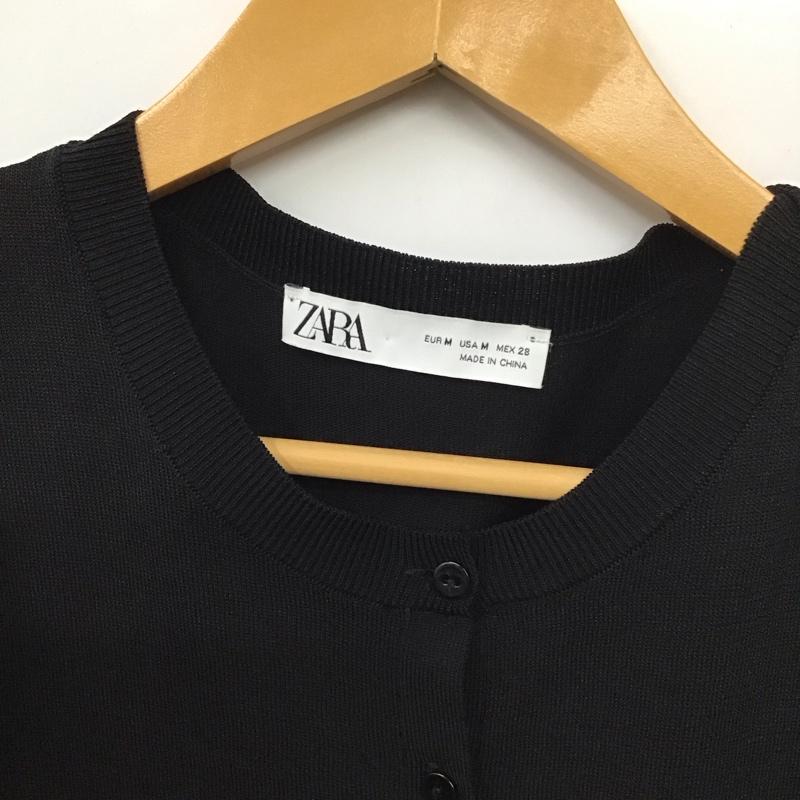 ザラ ZARA カーディガン 長袖 2488 131 800 袖シアー M 無地 黒 / ブラック / レディース USED 古着 中古 10131215