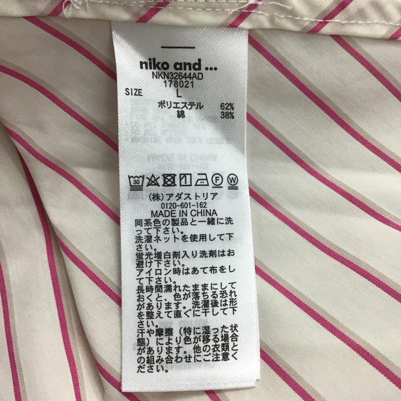 ニコアンド niko and... シャツ、ブラウス 長袖 長袖シャツ ノーカラーシャツ 長袖カットソー ストライプシャツ L ストライプ マルチカラー / マルチカラー / レディース USED 古着 中古 10113036