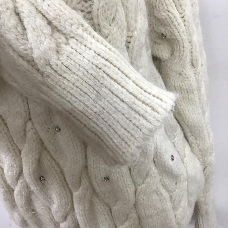 ザラ ZARA ニット、セーター 長袖 6771 161 712 クルーネック ケーブル ビジュー S オフホワイト / オフホワイト / レディース USED 古着 中古 10124994