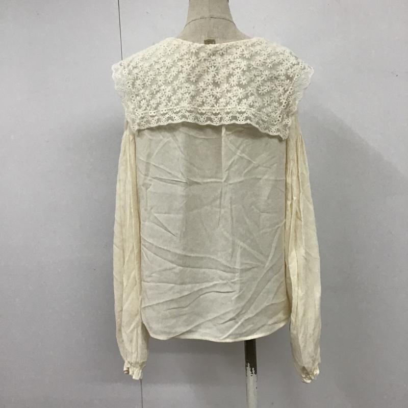 ザラ ZARA カットソー 長袖 7484 058 712 刺繍カラーブラウス ビッグカラー S 無地 アイボリー / アイボリー /  レディース USED 古着 中古 10107156