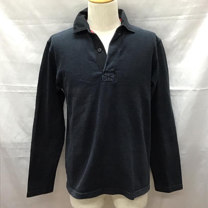 バーバリアン Barbarian カットソー 長袖 長袖カットソー カラーカットソー 古着 長袖ポロシャツ S 無地 紺 / ネイビー /  メンズ USED 古着 中古 10111796